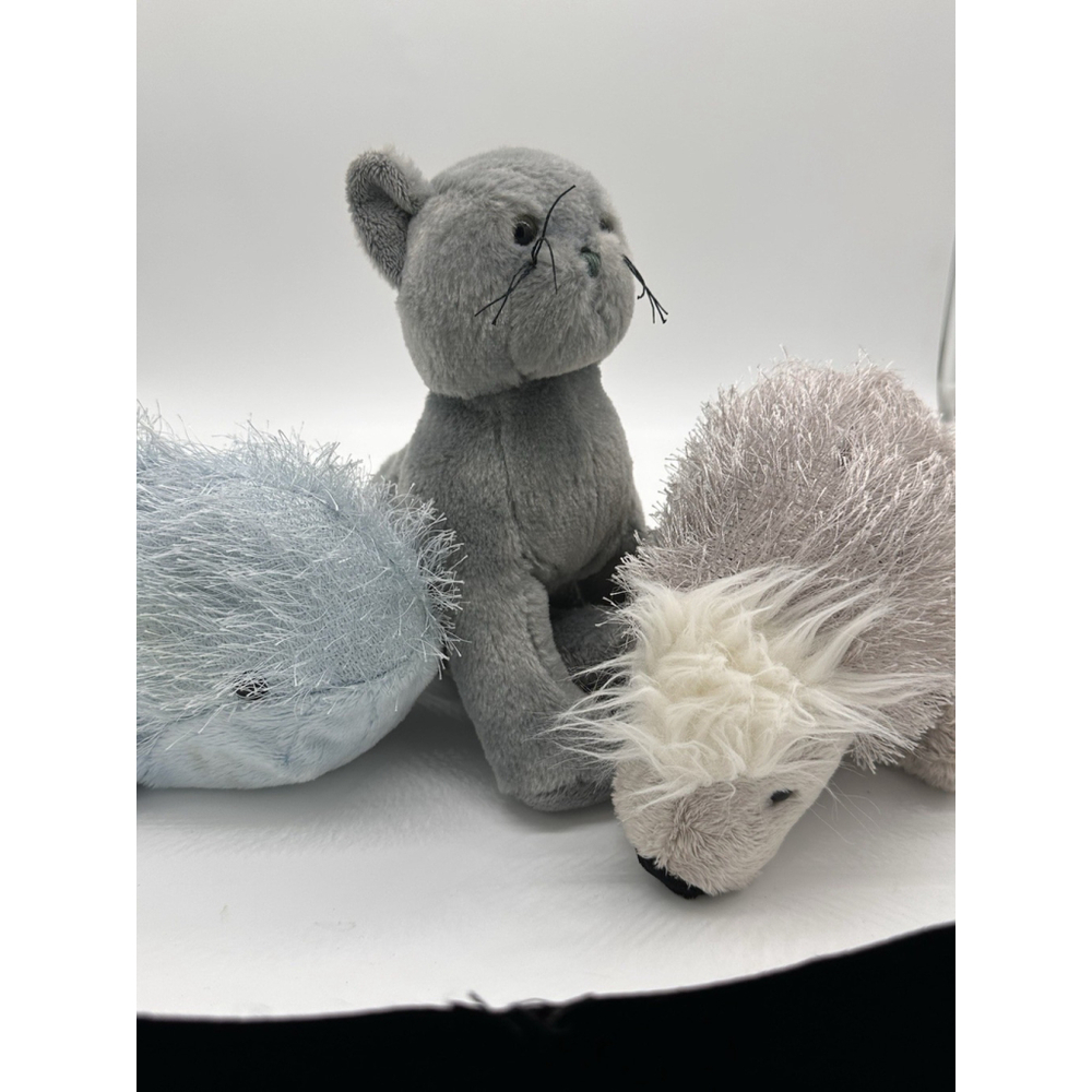 Ganz Webkinz Plush Lot – Gray Cat, Blue Seal & Hedgehog – No Codes